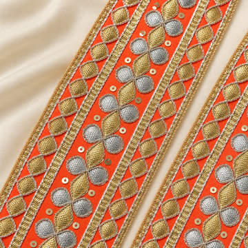 Floral Gota Patti and Sequin Embroidered Wide Lace Border