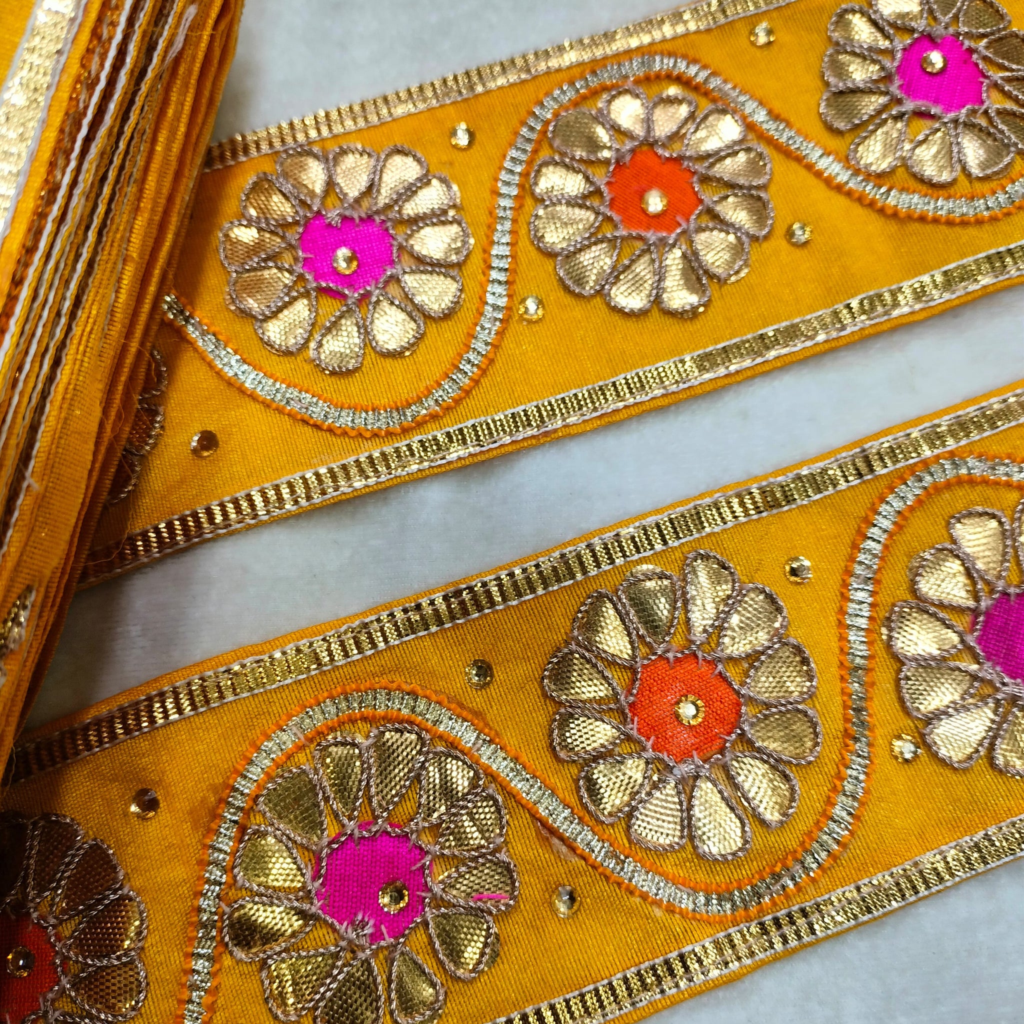 Yellow Traditional Gota Work Lace