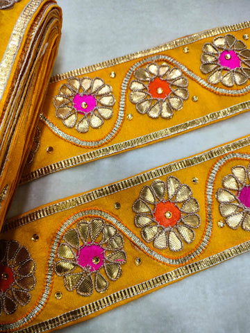 Yellow Traditional Gota Work Lace