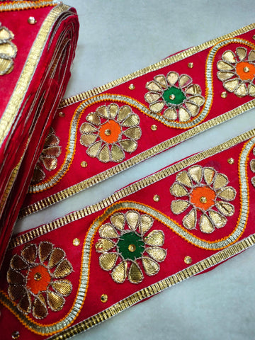 Red Traditional Gota Work Lace