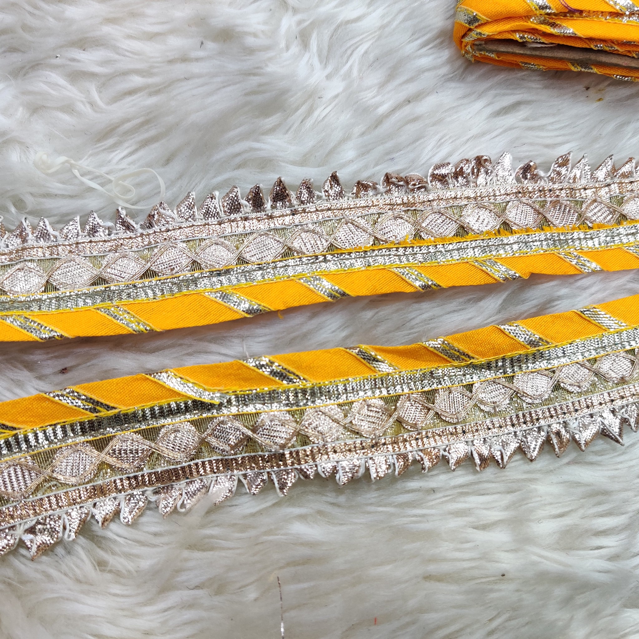 Yellow Gota Lehariya Work Lace