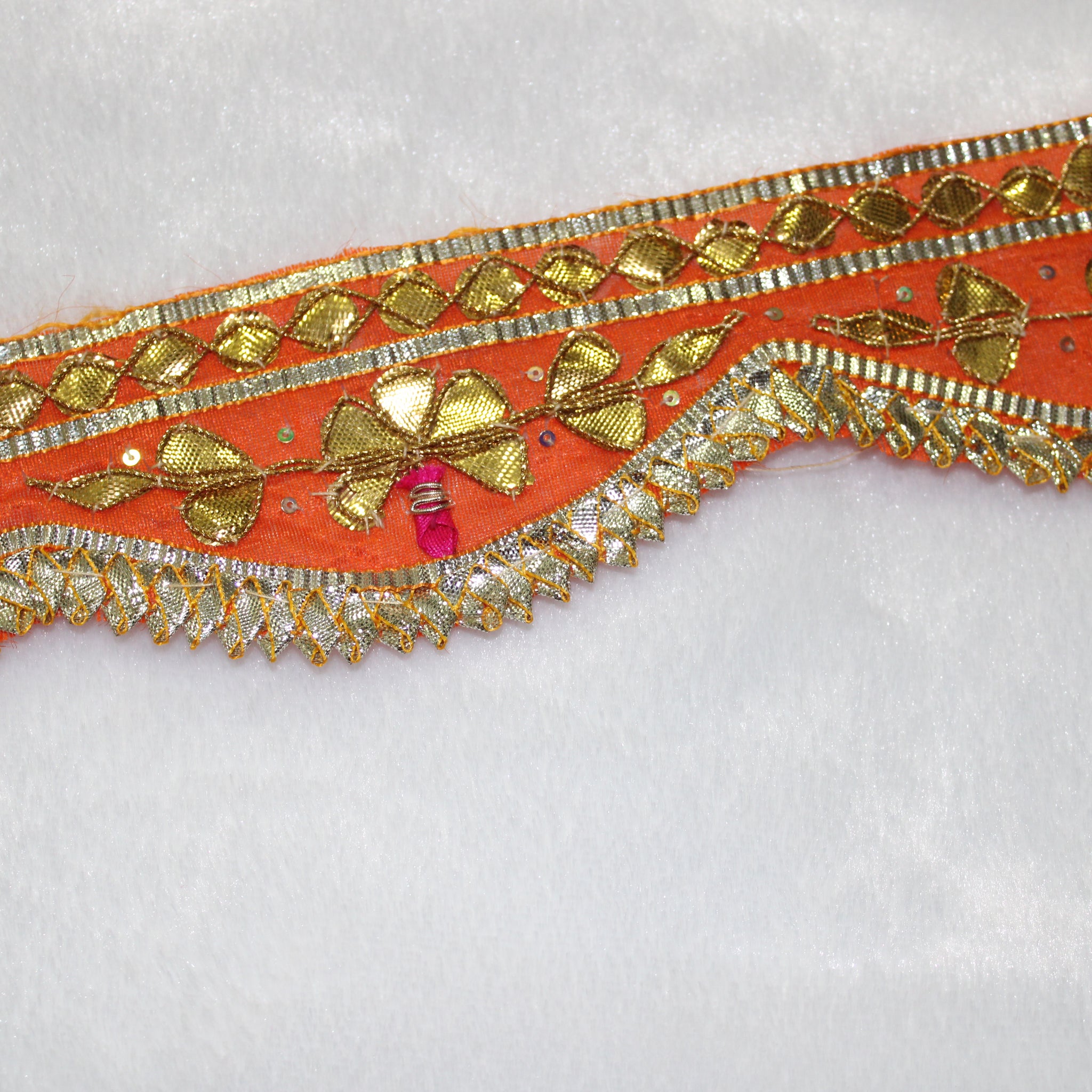 Orange Gota Embellished Handwork Trim