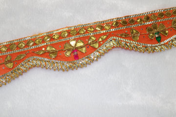 Orange Gota Embellished Handwork Trim