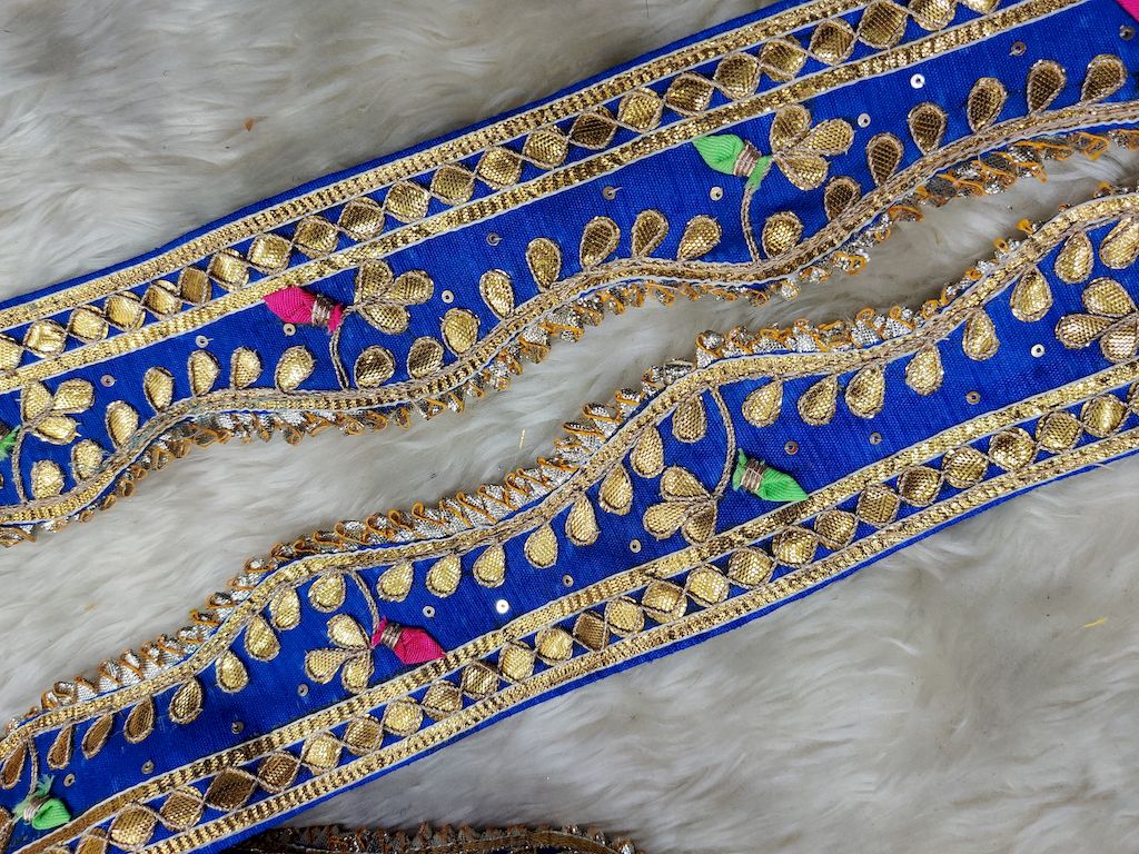 Blue Gota Embellished Handwork Trim