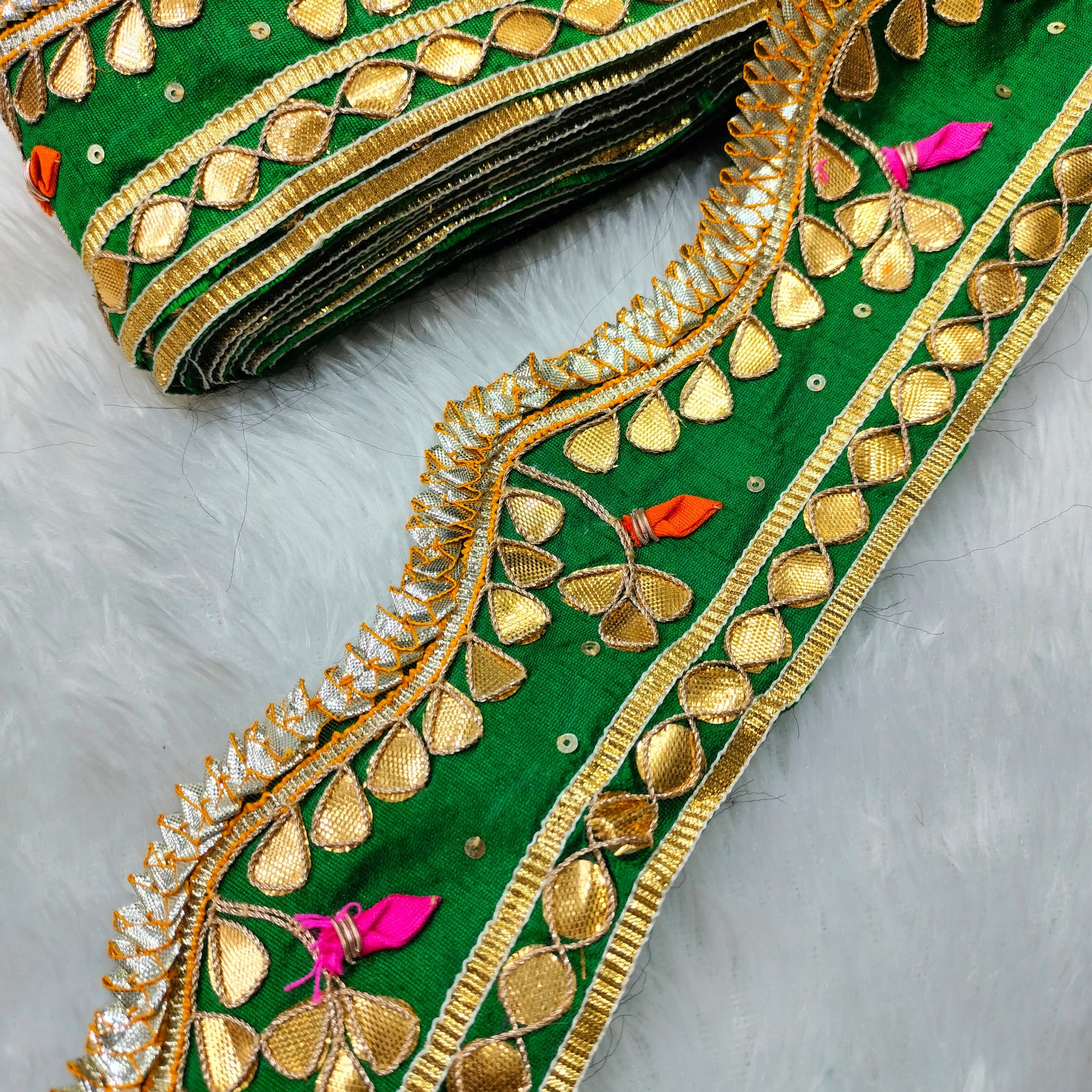 Green  Embellished Handwork Trim