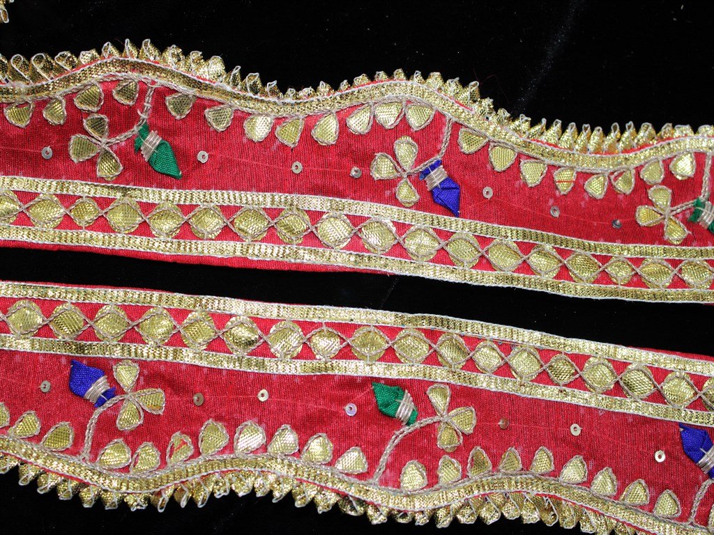 Red Gota Embellished Handwork Trim