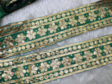 Green Floral Gota Trim