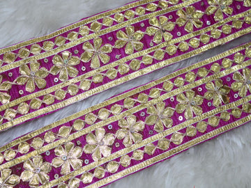 Purple Floral Gota Trim