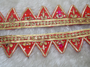 Red Traditional Gota Trim