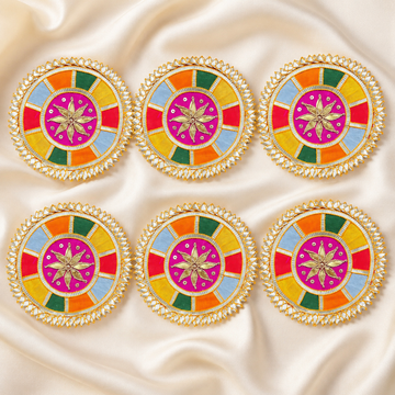 Multicolour Circular Gota Work Floral Patch for Festive & Designer Wear