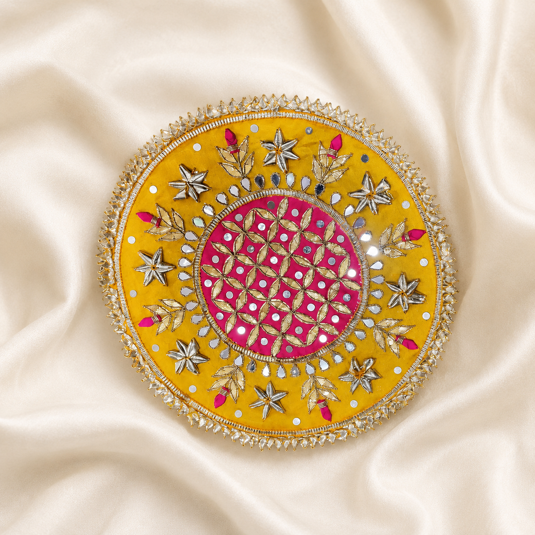 Circular Floral Gota Work Embellished Patch for Festive & Designer Wear