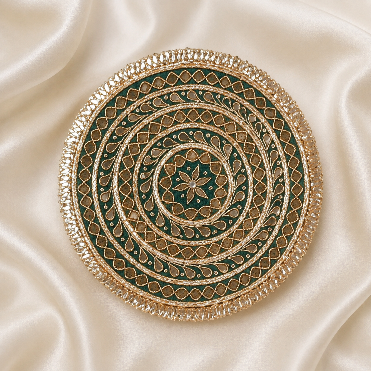 Circular Gota Work Embellished Patch with Geometric & Floral Detailing