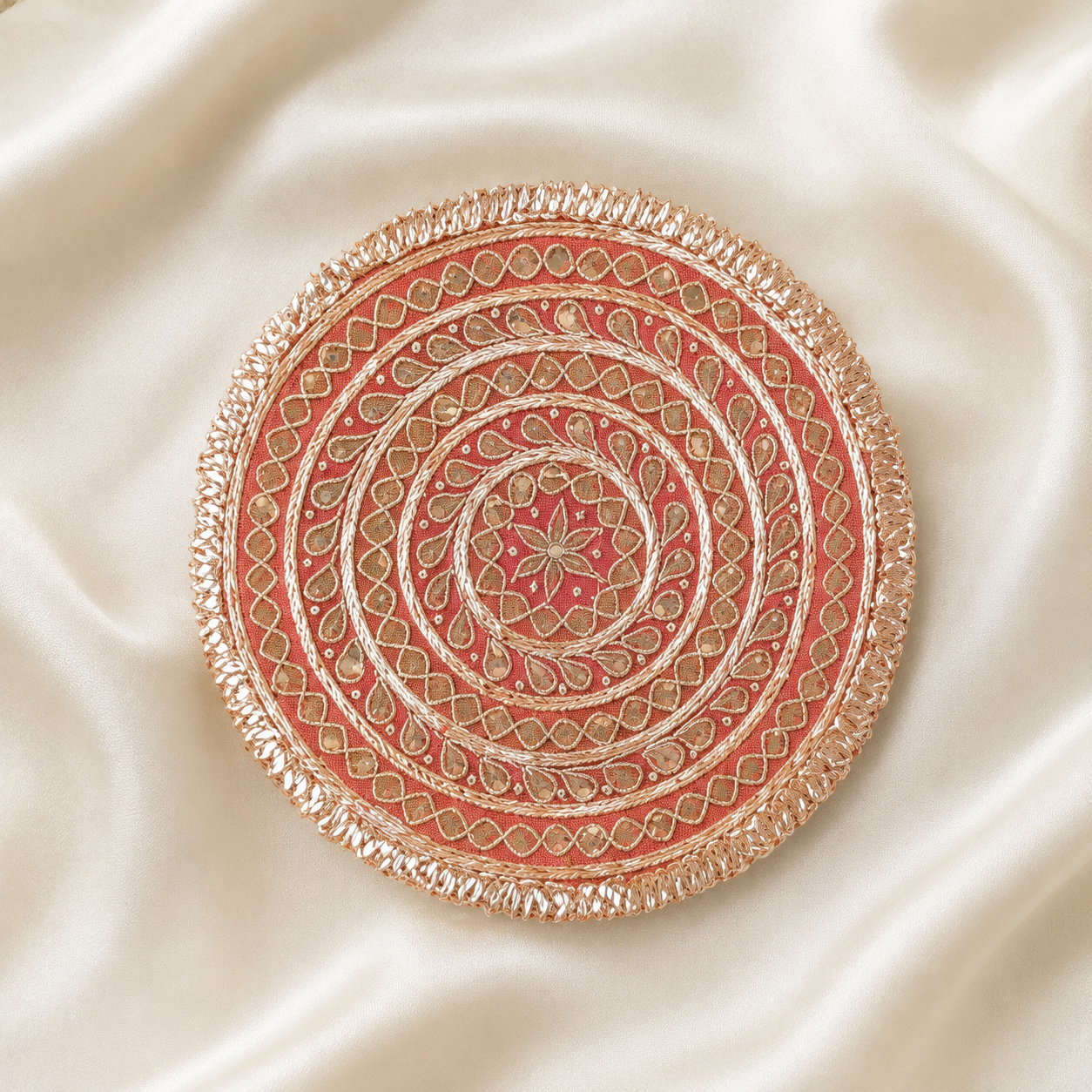 Circular Gota Work Embellished Patch with Geometric & Floral Detailing