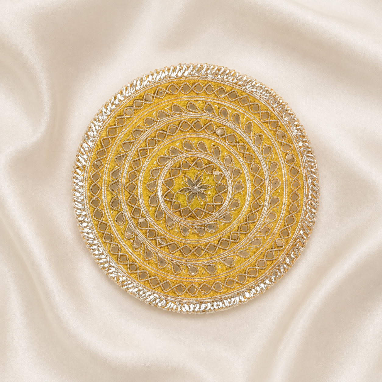 Circular Gota Work Embellished Patch with Geometric & Floral Detailing