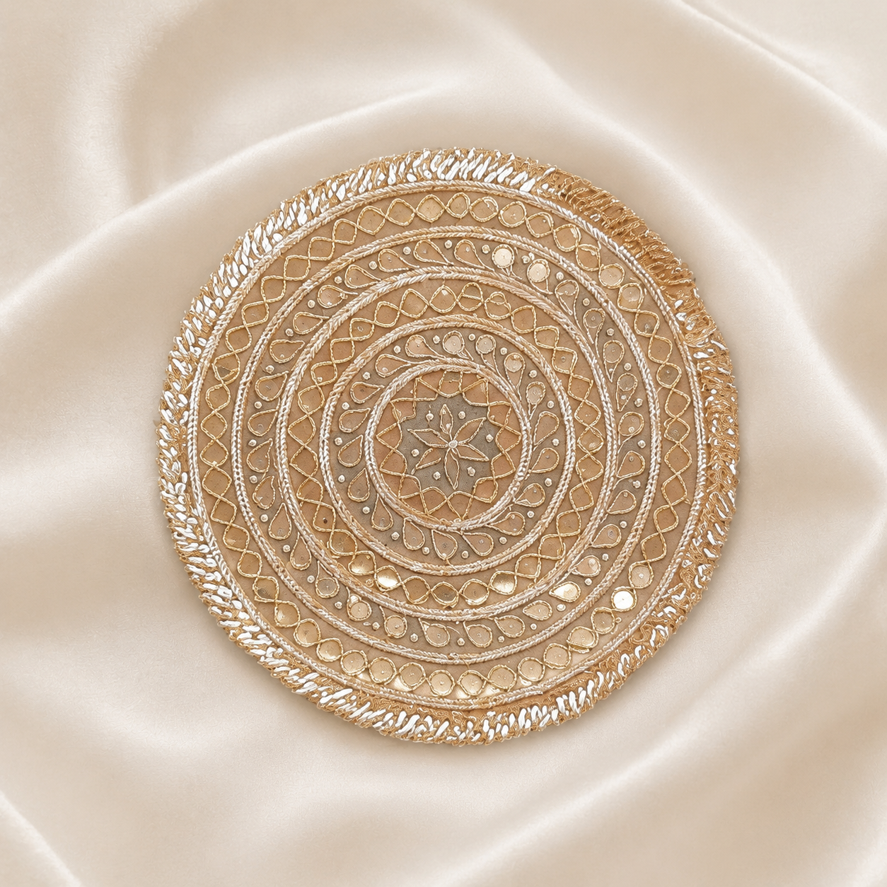 Circular Gota Work Embellished Patch with Geometric & Floral Detailing