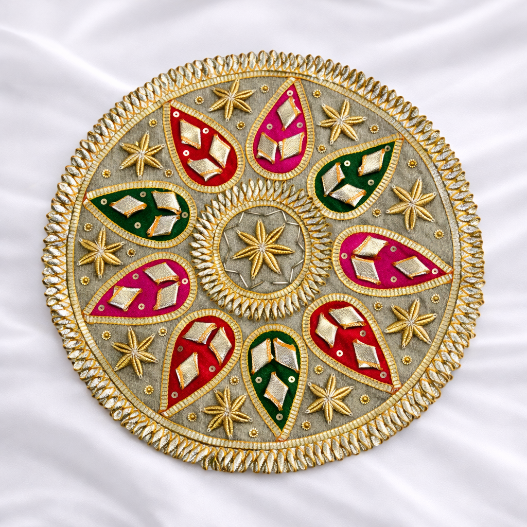 Handcrafted Gota Patti Round Patch Set (12 Pieces)