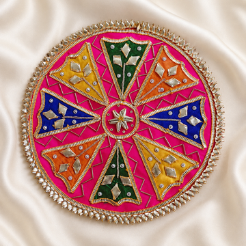 Multicolour Geometric Gota Work Circular Patch for Festive & Designer Wear