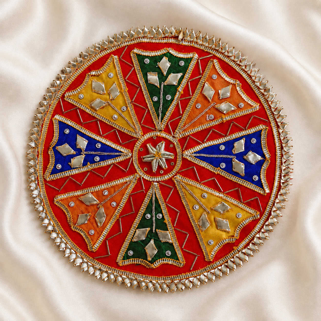 Multicolour Geometric Gota Work Circular Patch for Festive & Designer Wear
