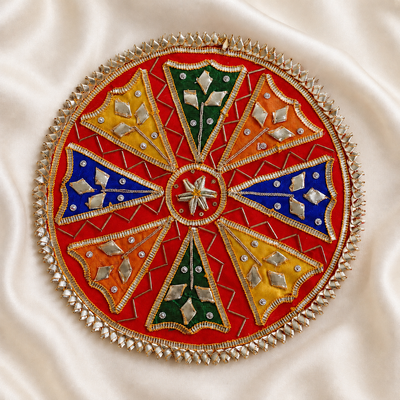 Multicolour Geometric Gota Work Circular Patch for Festive & Designer Wear hover