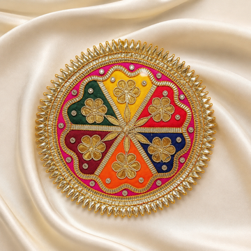 Floral Gota Work Circular Embellished Patch for Festive & Designer Wear (12 Pieces)