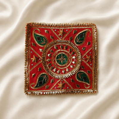 Paisley Gota Work Square Embellished Patch for Festive & Designer Wear (12 Pieces)