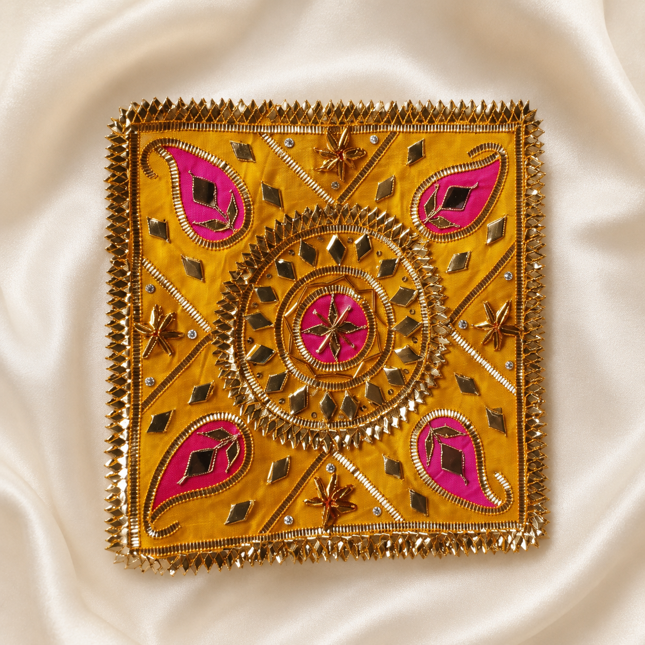 Paisley Gota Work Square Embellished Patch for Festive & Designer Wear (12 Pieces)