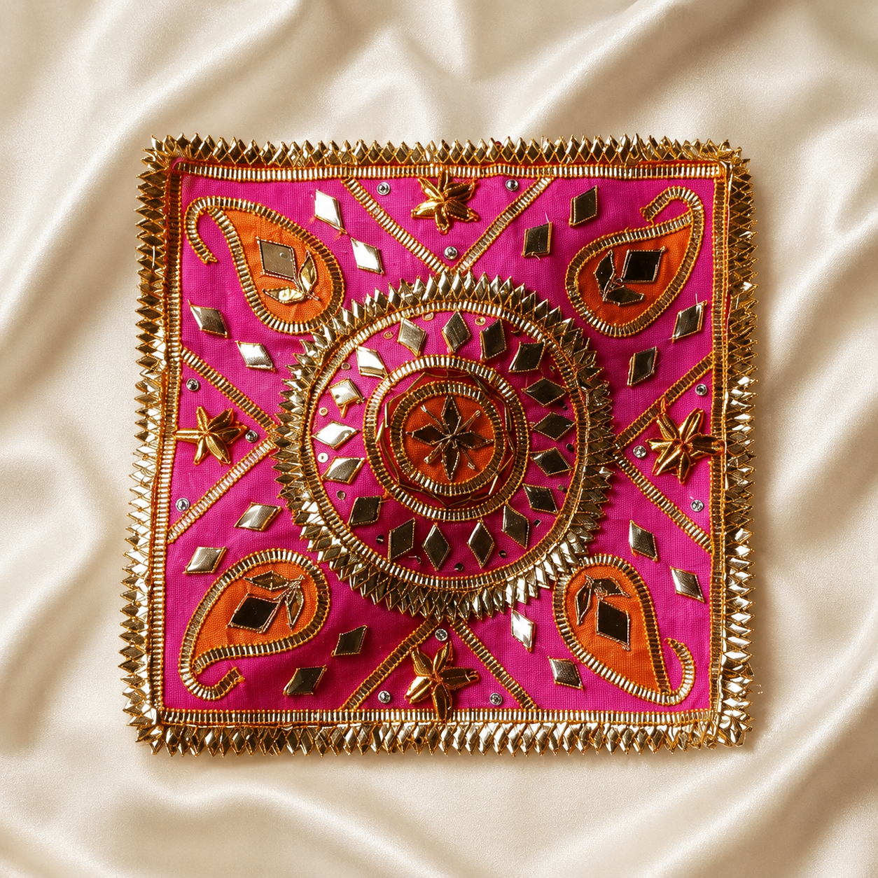 Paisley Gota Work Square Embellished Patch for Festive & Designer Wear (12 Pieces)