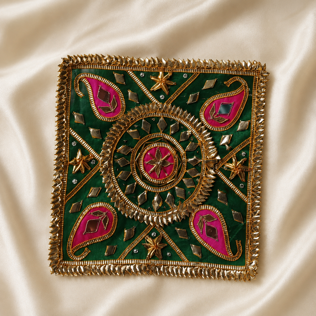 Paisley Gota Work Square Embellished Patch for Festive & Designer Wear (12 Pieces)