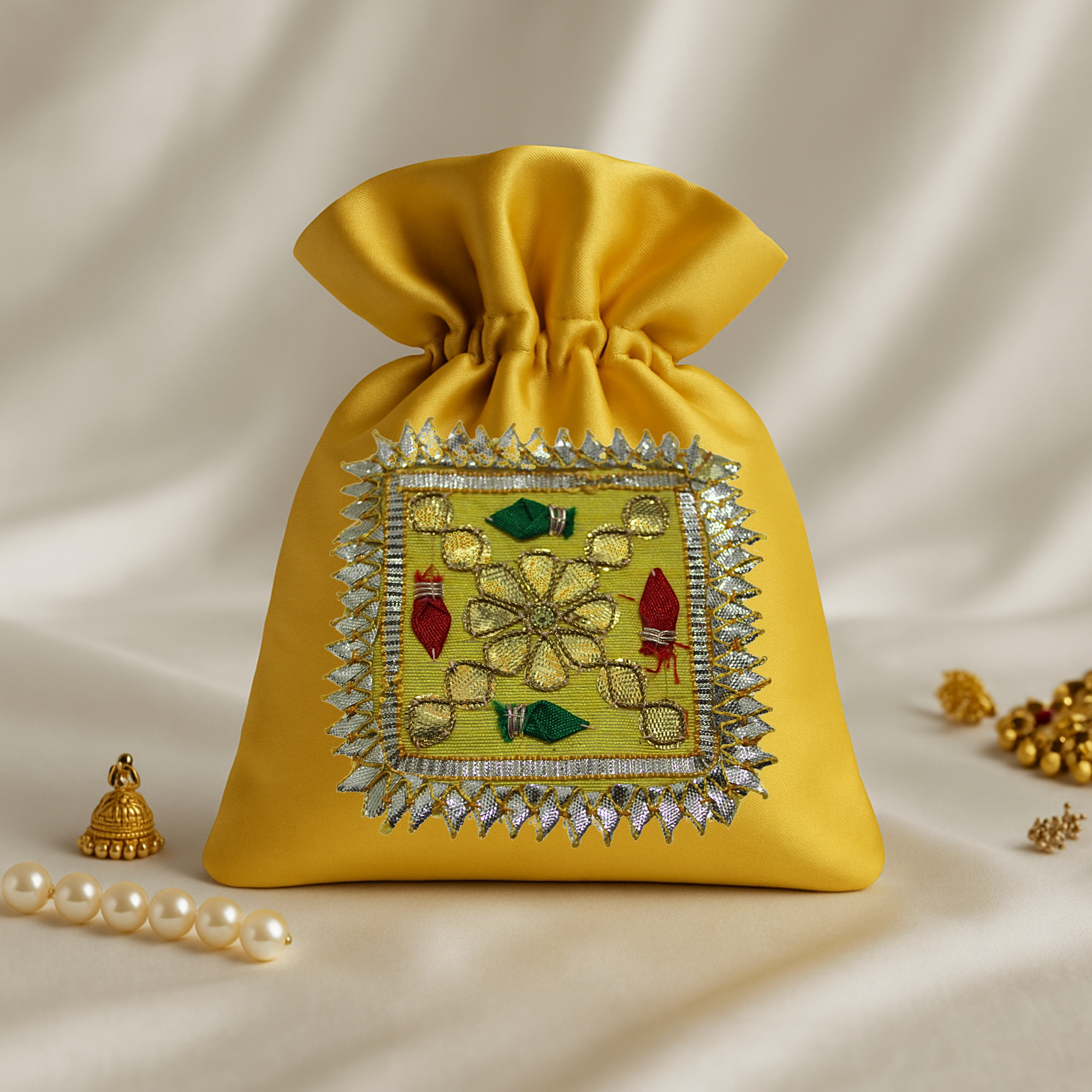 Embellished Square Gota Patti Patch (12 Pieces)