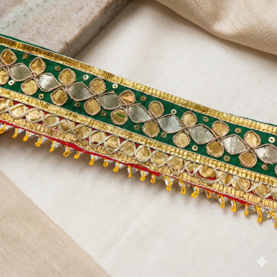 Green Handcrafted Gota Trim