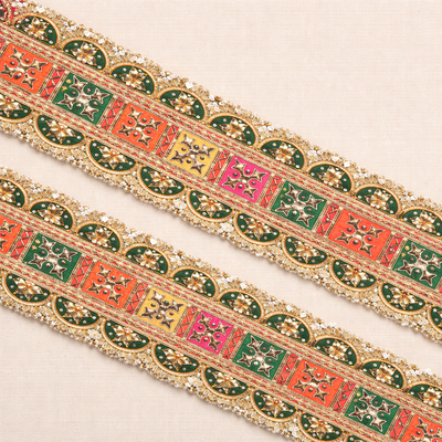Geometric Gota Work Embroidered Lace Trim