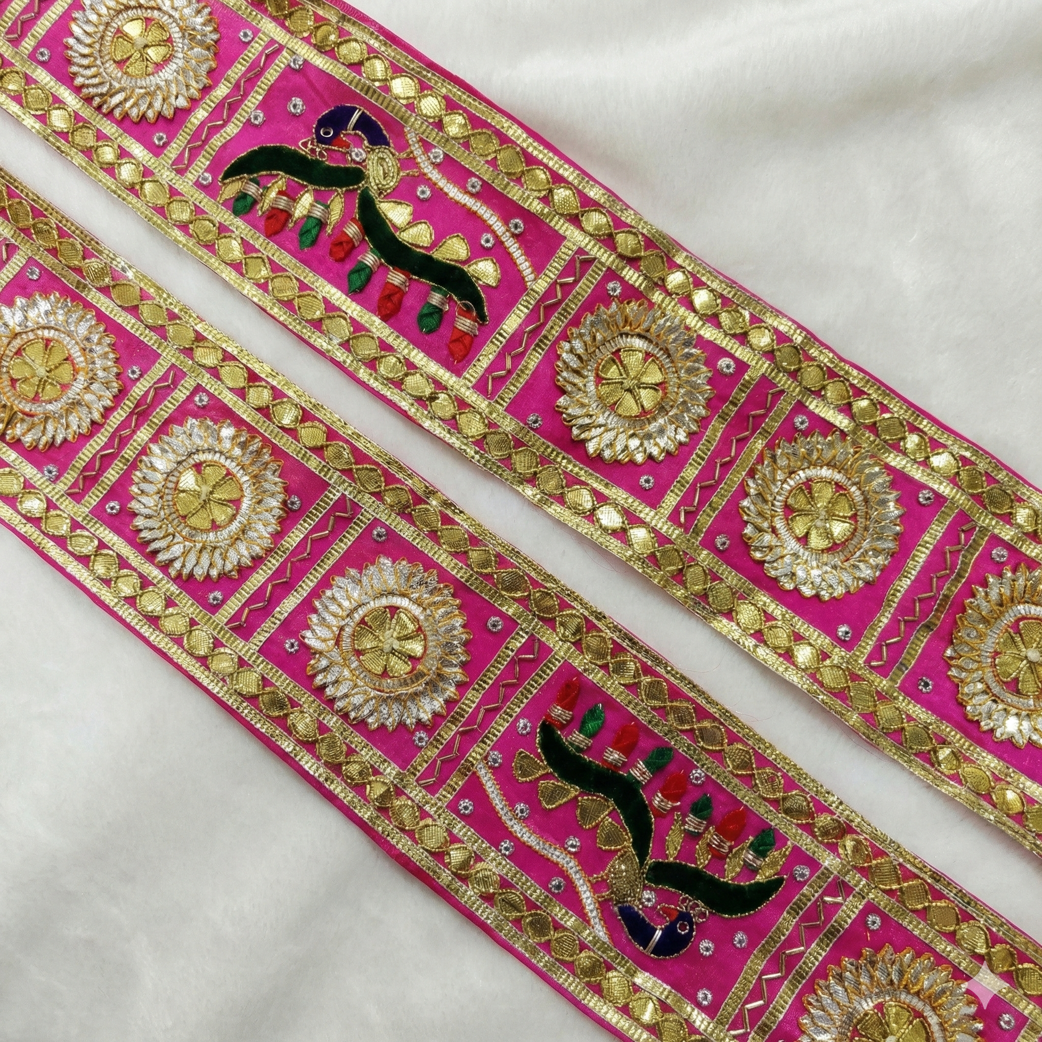 Pink Handcrafted Gota Trim