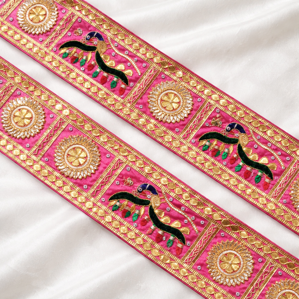 Pink Handcrafted Gota Trim