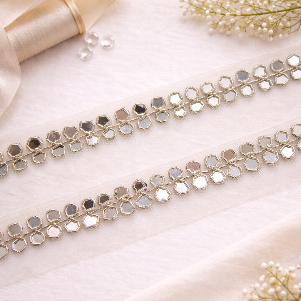 Light Gold Mirror Handwork Trim