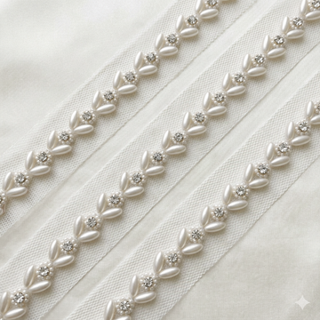 Pearl and Stone Designer Lace Trim Border