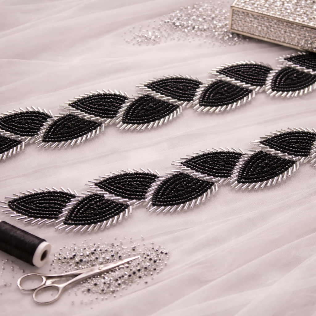 Leaf Shaped Cutdana Handwork Trim