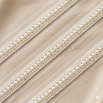 Handcrafted Pearl Embellished Lace Trim Border