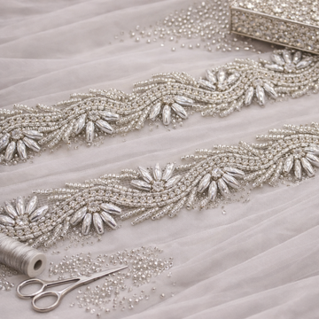 Beads & Stone Embellished Handwork Lace