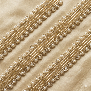 Handcrafted Pearl Edged Designer Lace Trim Border