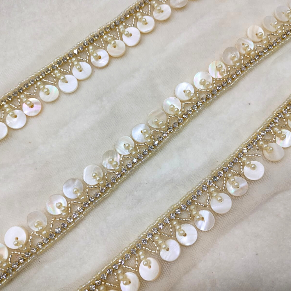 Golden Embellished Handwork Lace