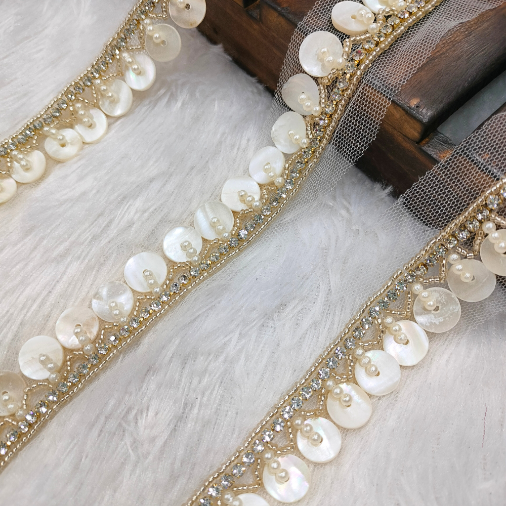 Golden Embellished Handwork Lace