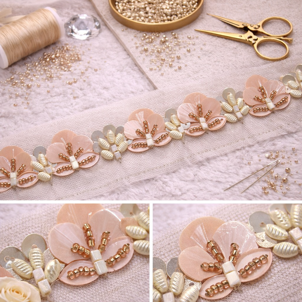 Rose Gold Floral Wave Lace