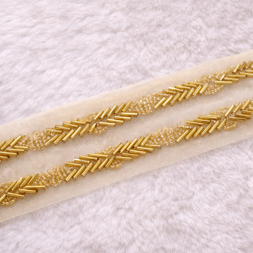 Gold Bugle Bead Chevron Trim