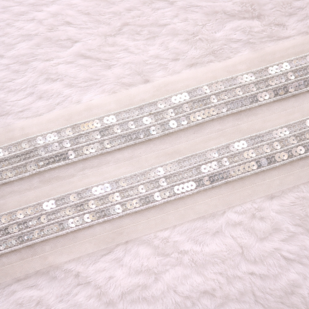 Ivory Sequin Double-Line Lace