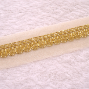 Gold Scalloped Bugle Bead Lace