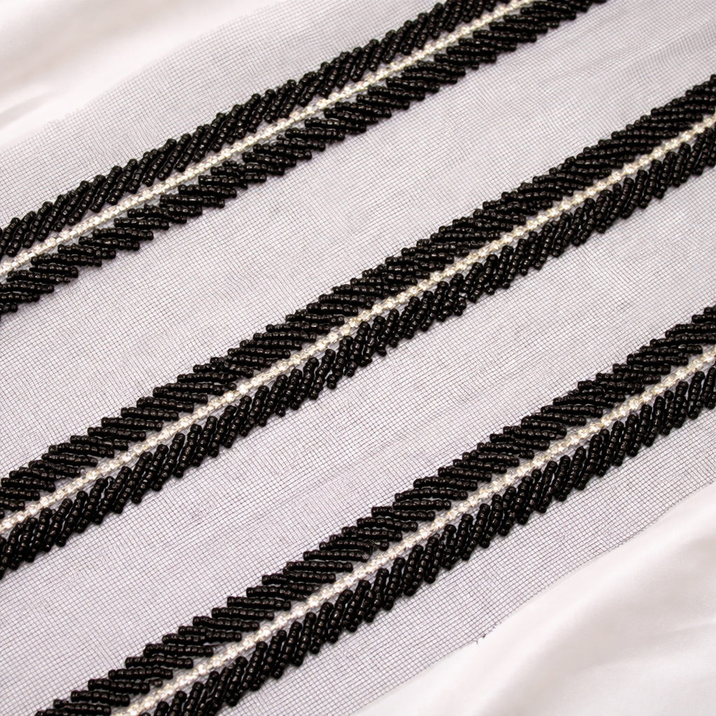 Black Embellished Handwork Lace