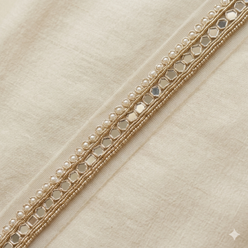 Handcrafted Mirror and Pearl Lace Trim Border