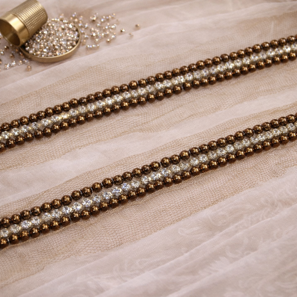 Antiue Gold with Stone Handwork Trim