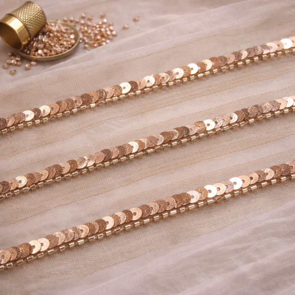 Embellished Cutdana And Sequin Handwork Trim