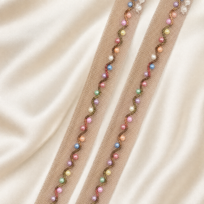Wavy Pearl Embroidered Net Lace Border